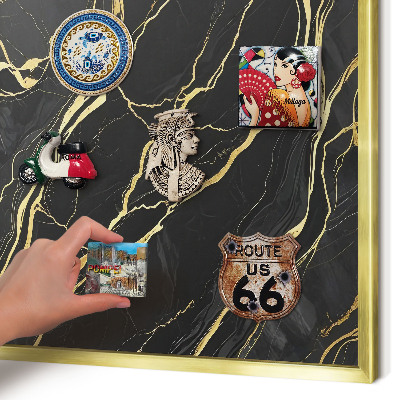 Metalen magneetbord met lijst in het goud Luxueuze golven