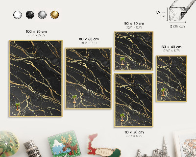 Metalen magneetbord met lijst in het goud Luxueuze golven