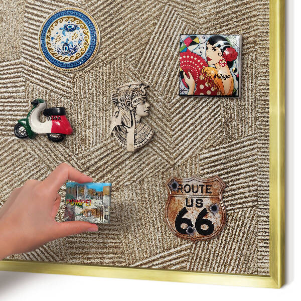 Metalen magneetbord met lijst in het goud Geometrisch patroon