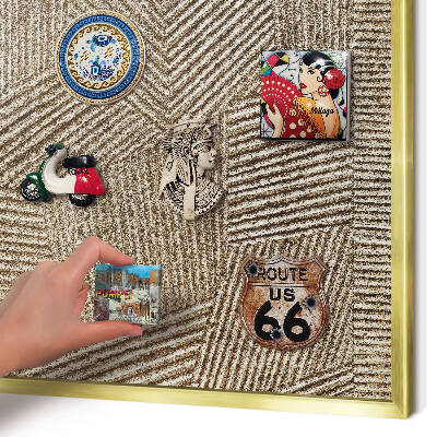 Metalen magneetbord met lijst in het goud Geometrisch patroon