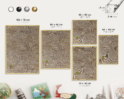 Metalen magneetbord met lijst in het goud Geometrisch patroon