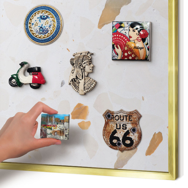 Magnetisch bord voor reismagneten met gouden lijst Warm mozaïek