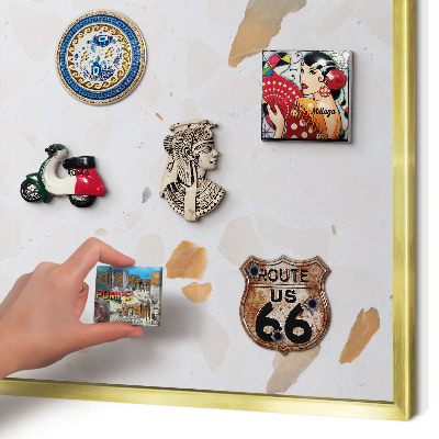 Magnetisch bord voor reismagneten met gouden lijst Warm mozaïek