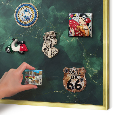 Metalen magneetbord met lijst in het goud Groene diepte