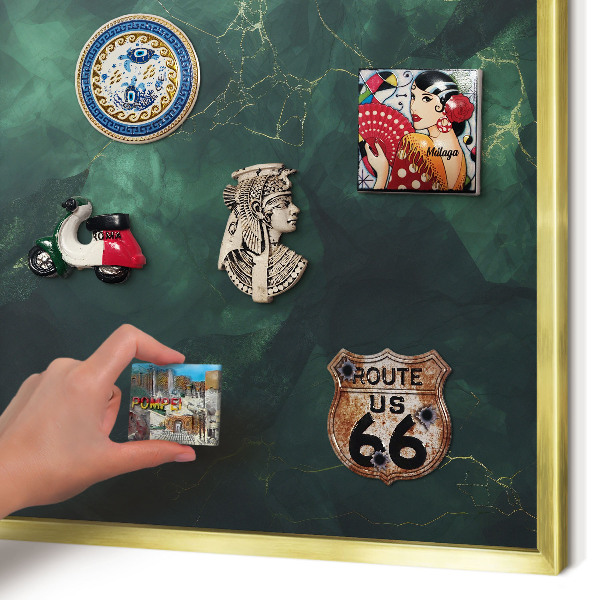 Metalen magneetbord met lijst in het goud Groene diepte