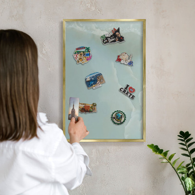 Metalen magneetbord met lijst in het goud Vreedzame harmonie