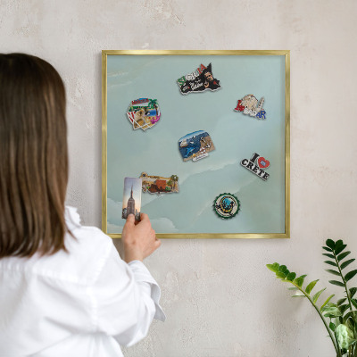 Metalen magneetbord met lijst in het goud Vreedzame harmonie