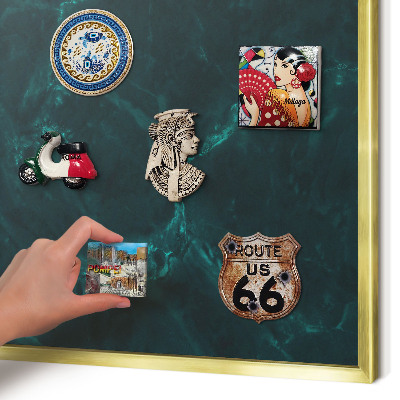 Metalen magneetbord met lijst in het goud Groene diepte