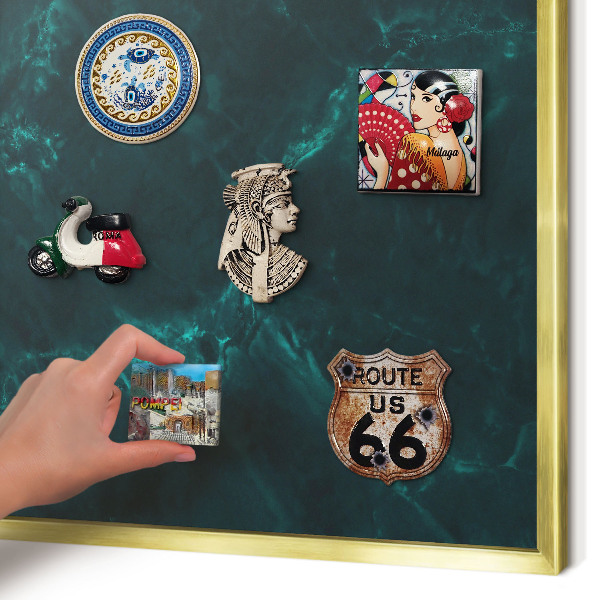 Metalen magneetbord met lijst in het goud Groene diepte