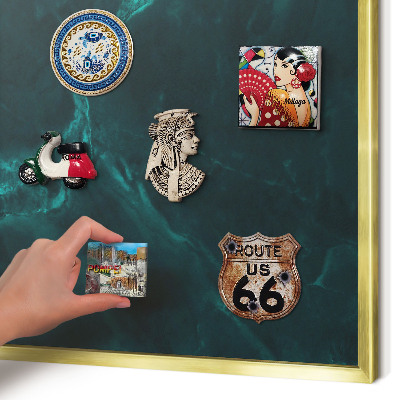 Metalen magneetbord met lijst in het goud Groene diepte