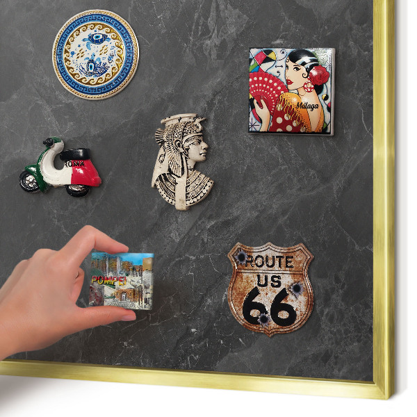 Magnetisch bord voor reismagneten met gouden lijst Grijze elegantie