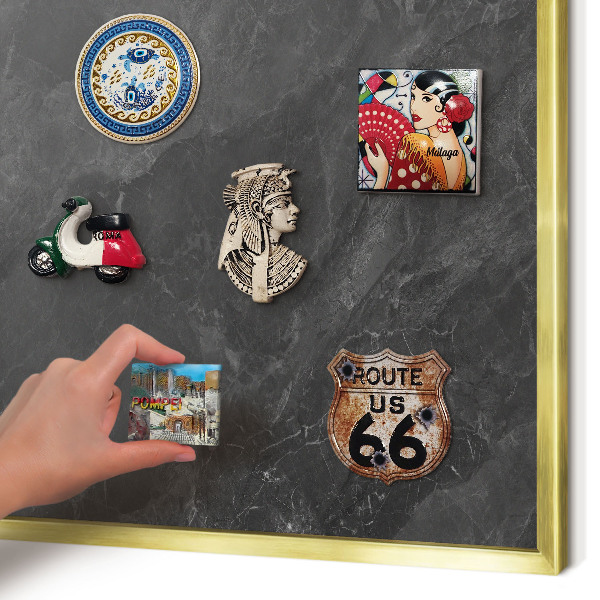 Magnetisch bord voor reismagneten met gouden lijst Grijze elegantie