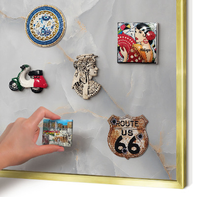 Metalen magneetbord met lijst in het goud Grijze aderen