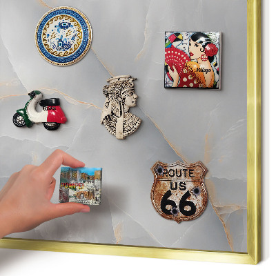 Metalen magneetbord met lijst in het goud Grijze aderen