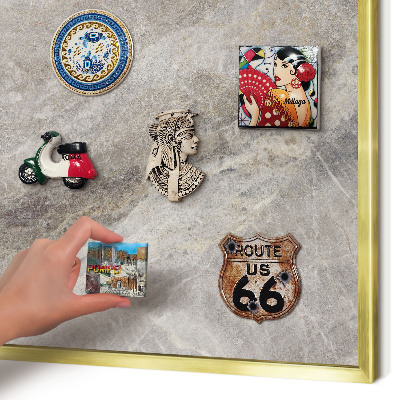 Magnetisch bord voor reismagneten met gouden lijst Steenstructuur