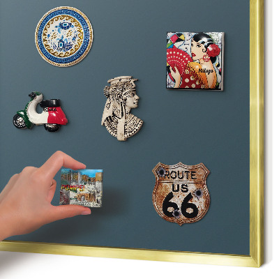Magnetisch bord voor reismagneten met gouden lijst Turkoois