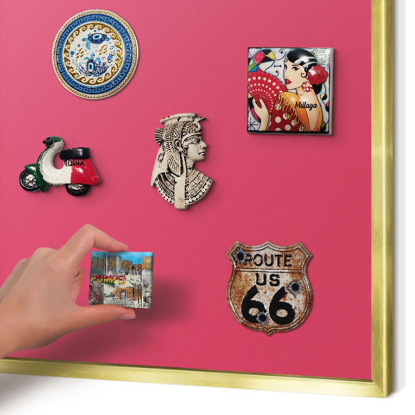 Metalen magneetbord met lijst in het goud Energie roze