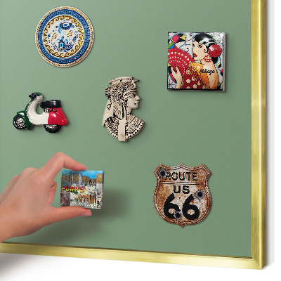 Metalen magneetbord met lijst in het goud Gedempt groen