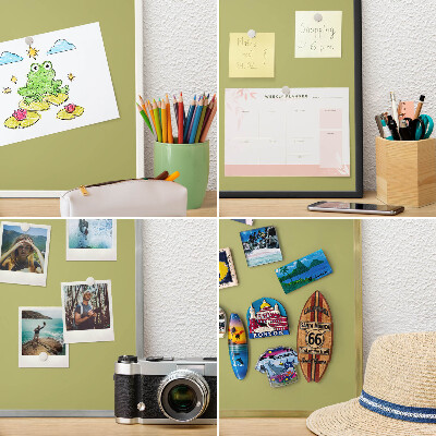 Metalen magneetbord met lijst in het goud Groene vintage