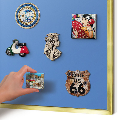 Magnetisch bord voor reismagneten met gouden lijst Blauwe kleur
