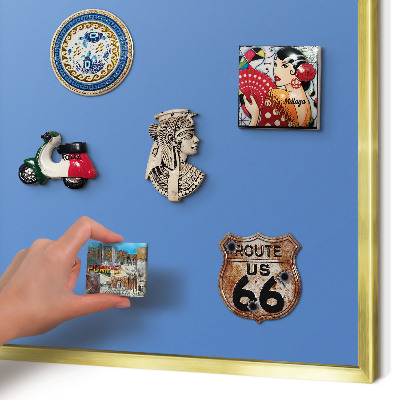 Magnetisch bord voor reismagneten met gouden lijst Blauwe kleur