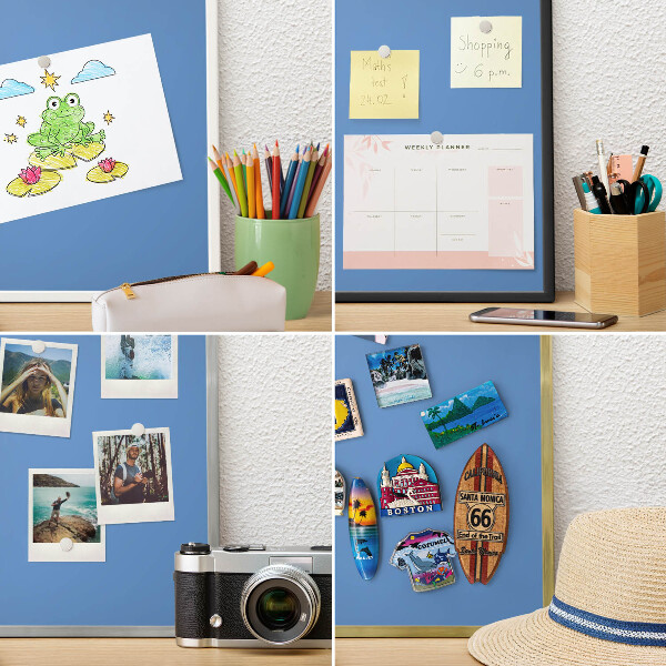 Magnetisch bord voor reismagneten met gouden lijst Blauwe kleur