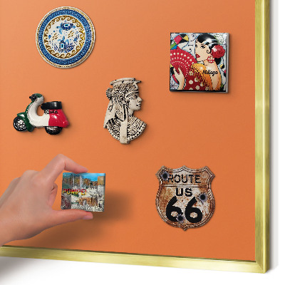 Metalen magneetbord met lijst in het goud Sterk oranje