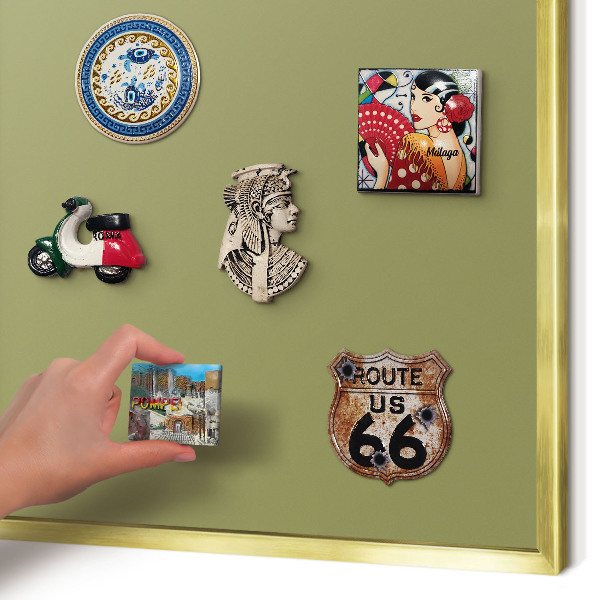 Magnetisch bord voor reismagneten met gouden lijst Groen gras