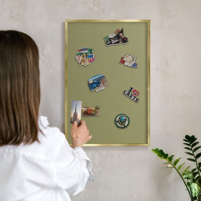 Magnetisch bord voor reismagneten met gouden lijst Groen gras