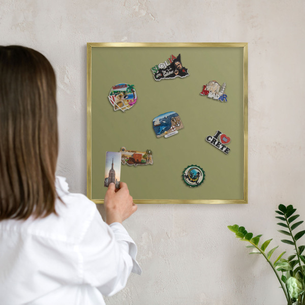 Magnetisch bord voor reismagneten met gouden lijst Groen gras