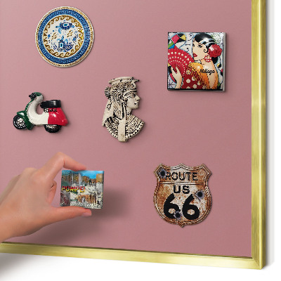 Magnetisch bord voor reismagneten met gouden lijst Oudroze