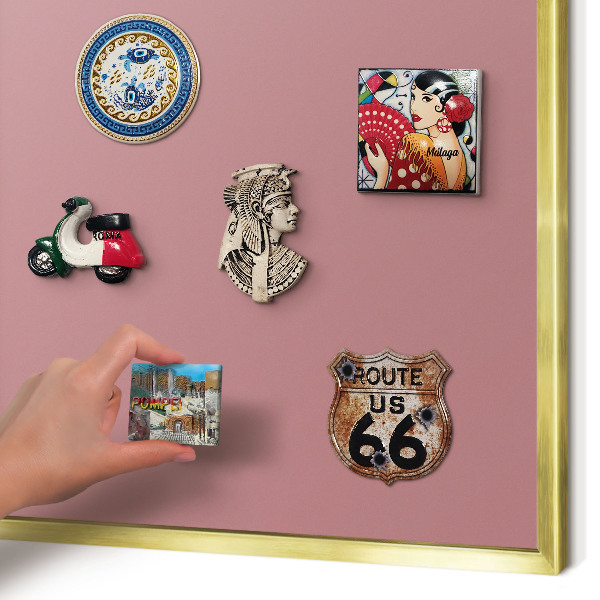 Magnetisch bord voor reismagneten met gouden lijst Oudroze