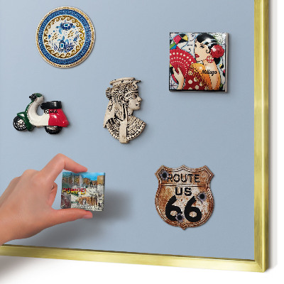 Metalen magneetbord met lijst in het goud Pastelblauw