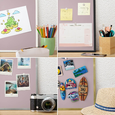 Metalen magneetbord met lijst in het goud Pastel lila