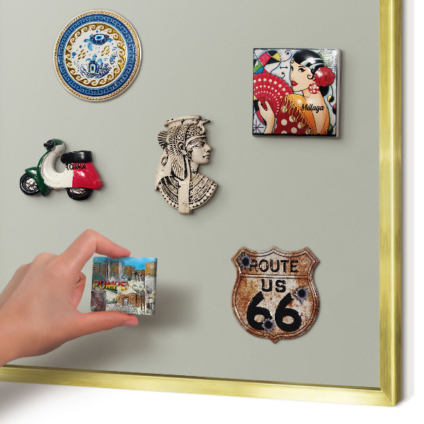 Magnetisch bord voor reismagneten met gouden lijst Neutraal grijs