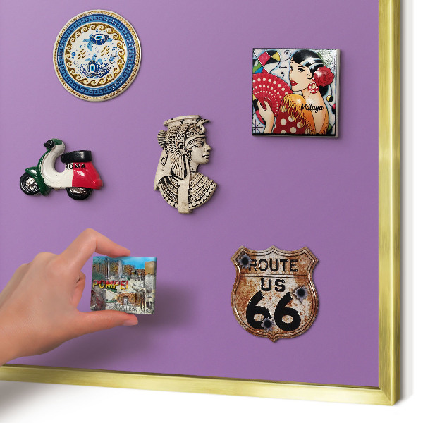 Metalen magneetbord met lijst in het goud Violet