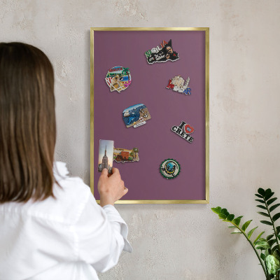 Magnetisch bord voor reismagneten met gouden lijst Paarse kleur