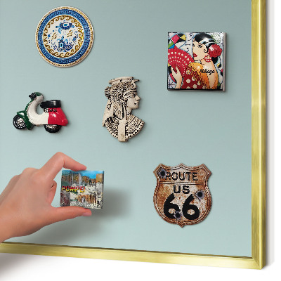 Metalen magneetbord met lijst in het goud Turkooizen kleurovergang