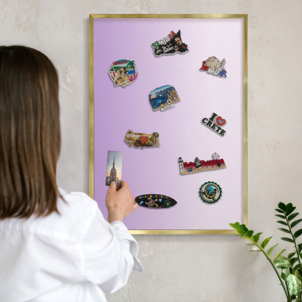 Metalen magneetbord met lijst in het goud Subtiele kleurovergang