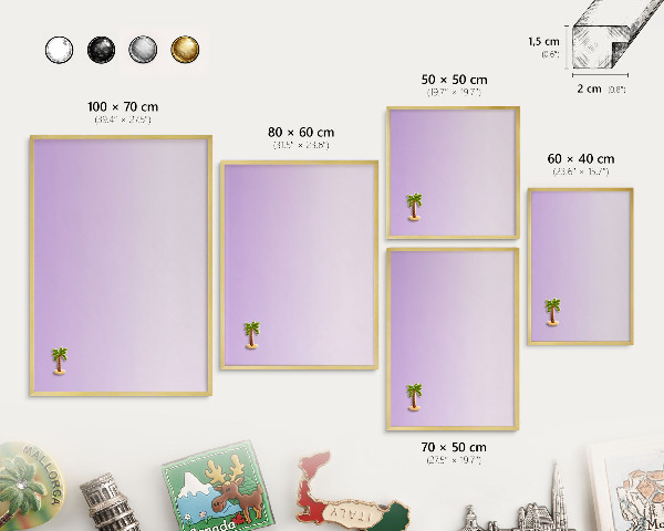 Metalen magneetbord met lijst in het goud Subtiele kleurovergang