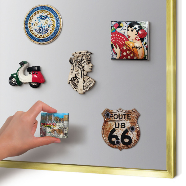 Metalen magneetbord met lijst in het goud Grijze gradiënt