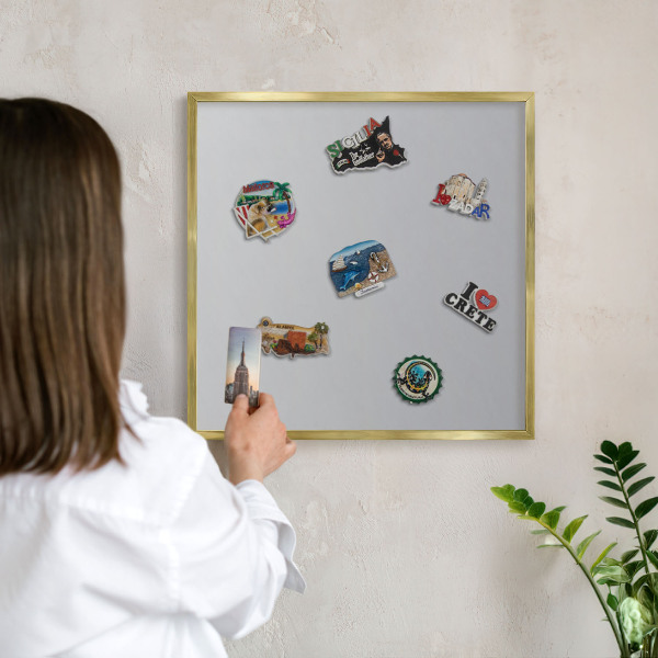 Metalen magneetbord met lijst in het goud Grijze gradiënt
