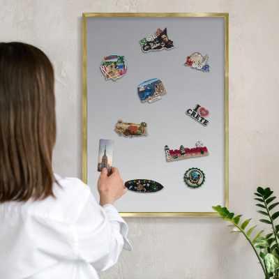 Metalen magneetbord met lijst in het goud Grijze gradiënt