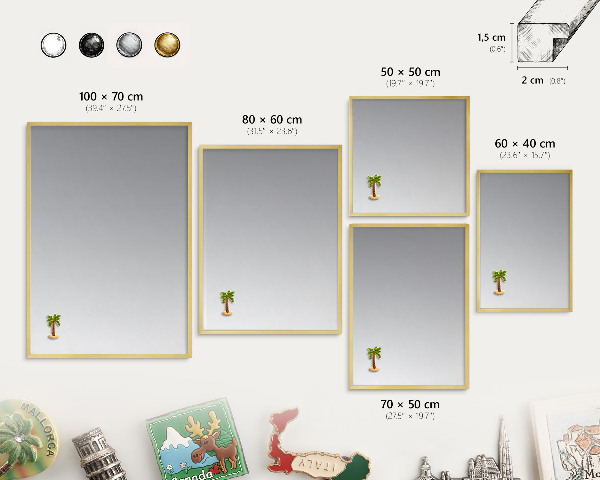 Metalen magneetbord met lijst in het goud Grijze gradiënt