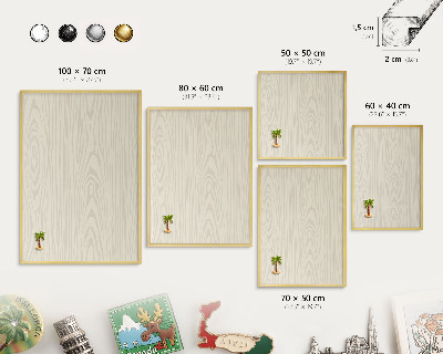 Metalen magneetbord met lijst in het goud Houten ringen