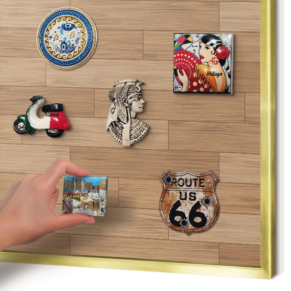 Magnetisch bord voor reismagneten met gouden lijst Houten patroon