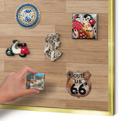 Magnetisch bord voor reismagneten met gouden lijst Houten patroon