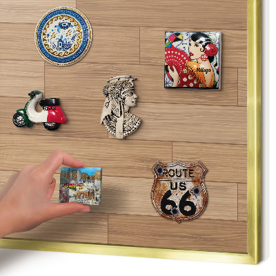 Magnetisch bord voor reismagneten met gouden lijst Houten patroon