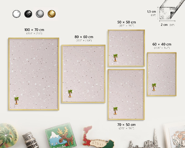 Magnetisch bord voor reismagneten met gouden lijst Modern terrazzo