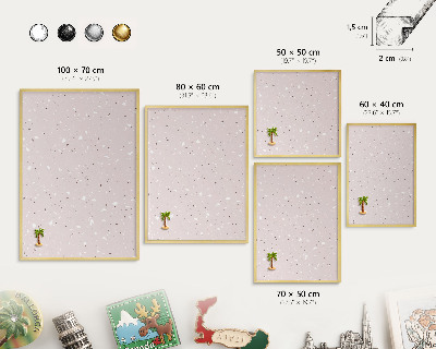 Magnetisch bord voor reismagneten met gouden lijst Modern terrazzo